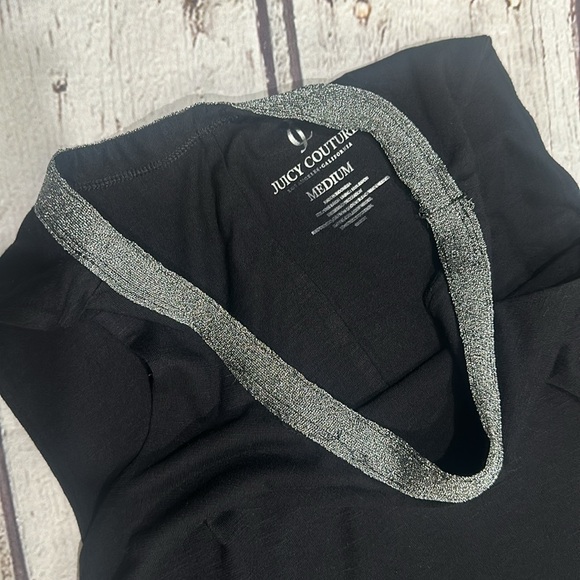 Juicy Couture Silver Scoop Neck Black  Over Flap Evening Dress Size Medium - Picture 3 of 7